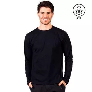 Kit De Camisetas Básicas<BR>- Preto & Cinza<BR>- 2Pçs