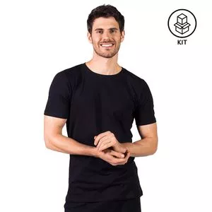 Kit De Camisetas Com Básicas<BR>- Preto<BR>- 2Pçs