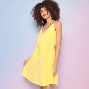 Vestido Curto Com Amarração<BR>- Amarelo<BR>- Morena Rosa