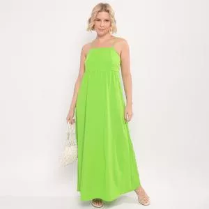 Vestido Longo Com Recortes<BR>- Verde Limão<BR>- Morena Rosa