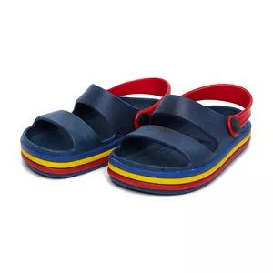 Sandália Com Recortes<BR>- Azul Marinho & Vermelha<BR>- Gasf