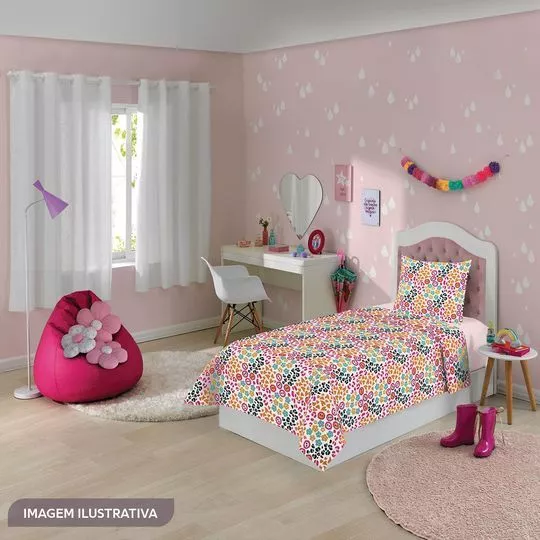 Jogo de lençol solteiro Gatinhos Rosa Antigo - Moda Casa
