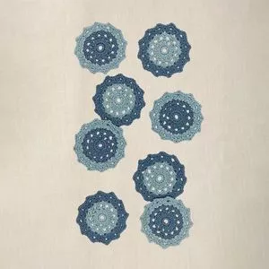 Kit Crochê Para Copos Mandalas<BR>- Azul Escuro & Azul Claro<BR>- 16Pçs