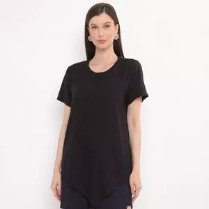 Blusa Alongada Assimétrica<BR>- Preta