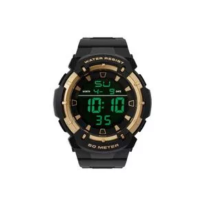 Relógio Digital TG30013<BR>- Preto & Dourado<BR>- Tuguir