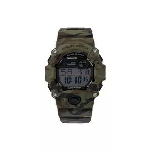 Relógio Digital TG30024<BR>- Verde Militar & Marrom<BR>- Tuguir