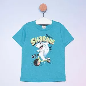 Camiseta Tubarão<BR>- Azul Claro & Verde Claro<BR>- Ralakids