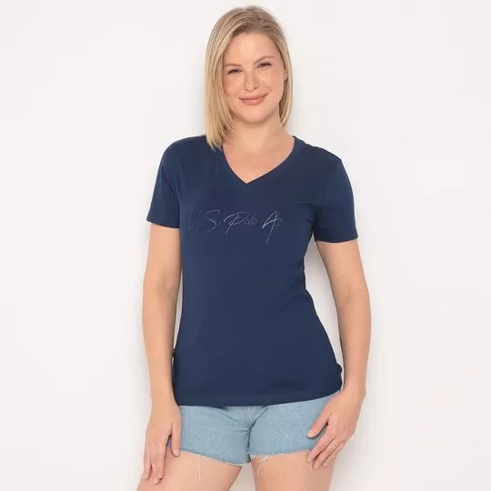 Camiseta U.S. Polo Assn®- Azul Marinho - PRIVALIA - O outlet online de moda  Nº1 no Brasil