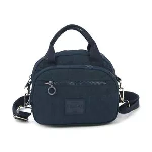 Bolsa De Mão Com Tag<BR>- Azul Escuro<BR>- 18x22x13,5cm