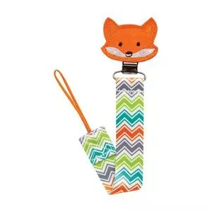 Prendedor De Chupeta Raposinha<BR>- Laranja & Verde<BR>- 28x5cm<BR>- Buba