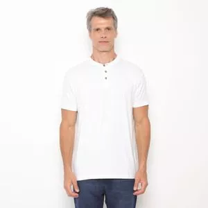 Camiseta Com Botões<BR>- Branca