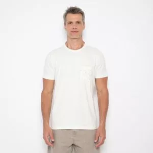 Camiseta Com Bolso<BR>- Off White