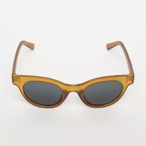 Óculos De Sol Arredondado<BR>- Preto & Amarelo Escuro