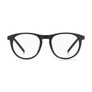 Armação Arredondada Para Óculos De Grau<BR>- Preta & Prateada<BR>- Hugo Boss