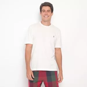 Pijama Xadrez<BR>- Off White & Vermelho Escuro