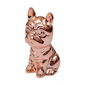 Estatua Bulldog<BR>- Rosê Gold<BR>- 10x5x8cm<BR>- Br Continental