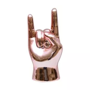 Mão Rock Decorativa<BR>- Rosê Gold<BR>- 16,5x8x7cm<BR>- BR Continental