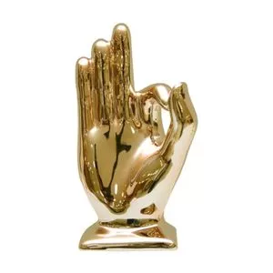 Mão Ok Decorativa<BR>- Dourada<BR>- 16x9x7cm<BR>- BR Continental
