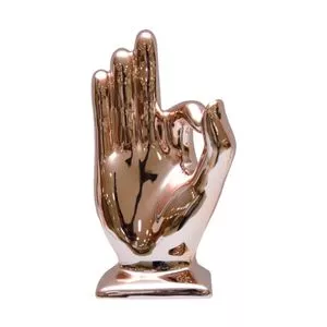 Mão Ok Decorativa<BR>- Rosê Gold<BR>- 16x9x7cm<BR>- BR Continental