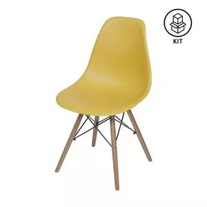 Jogo De Cadeiras Design<BR>- Açafrão & Marrom Claro<BR>- 10Pçs<BR>- Or Design