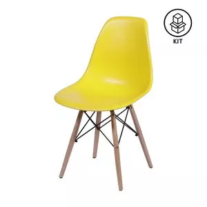 Jogo De Cadeiras Design<BR>- Amarelo & Marrom Claro<BR>- 10Pçs<BR>- Or Design