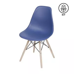 Jogo De Cadeiras Design<BR>- Azul Marinho & Marrom Claro<BR>- 10Pçs<BR>- Or Design