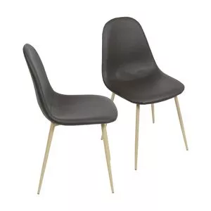 Jogo De Cadeiras Design<BR>- Café & Marrom Claro<BR>- 2Pçs<BR>- Or Design