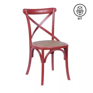 Jogo De Cadeiras Cross<BR>- Vermelho & Bege<BR>- 2Pçs<BR>- Or Design