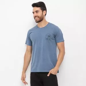 Camiseta Com Inscrição<BR>- Azul Marinho