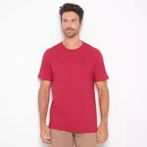 Camiseta Com Bordado<BR>- Vermelha