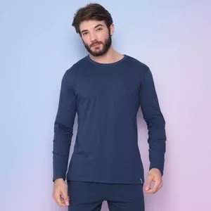 Camiseta Lisa<BR>- Azul Marinho