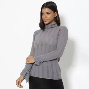 Blusa Com Microfuros<BR>- Cinza