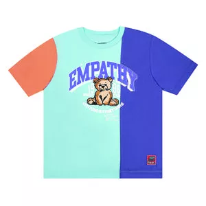 Blusa Empathy Com Recortes<BR>- Azul Claro & Roxo Escuro<BR>- Kamylus