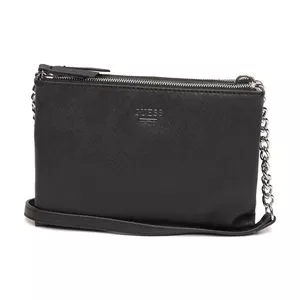 Bolsa Transversal Com Tag<BR>- Preta<BR>- 16,5x25x6cm