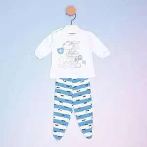 Pijama Cachorro<BR>- Branco & Azul<BR>- Zigmundi