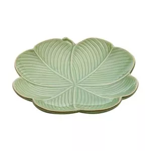 Folha Decorativa Banana Leaf<BR>- Verde Militar<BR>- 3x20x20cm