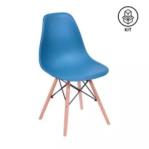 Jogo De Cadeiras Eames<BR>- Azul Petróleo & Madeira<BR>- 2Pçs<BR>- Or Design