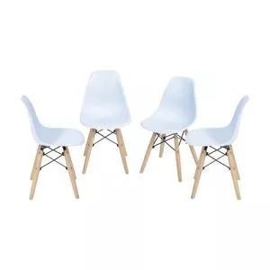 Jogo De Cadeiras Eames<BR>- Azul Claro & Madeira<BR>- 4Pçs<BR>- Or Design
