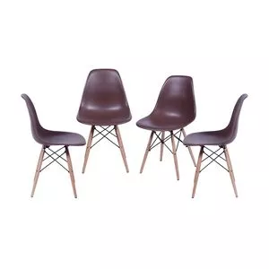 Jogo De Cadeiras Eames<BR>- Café<BR>- 4Pçs<BR>- Or Design