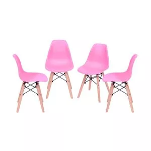 Jogo De Cadeiras Eames<BR>- Rosa & Madeira<BR>- 4Pçs<BR>- Or Design