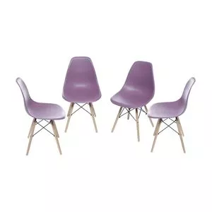 Jogo De Cadeiras Eames<BR>- Roxo & Bege Claro<BR>- 4Pçs<BR>- Or Design