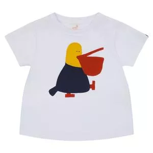Camiseta Pelicano<BR>- Branca & Amarela