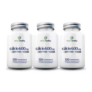Cálcio 600mg + Vitamina D3<BR>- 3 Unidades<BR>- Nature Healthy