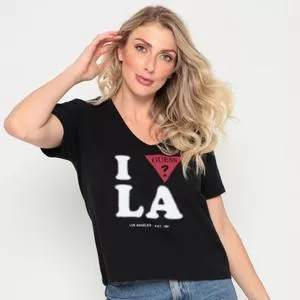 Camiseta LA<BR>- Preta & Branca<BR>- Guess