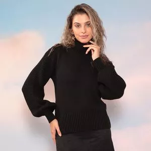 Suéter Em Tricô<BR>- Preto