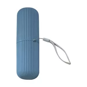 Estojo Para Viagem Multiuso<BR>- Azul & Cinza Claro<BR>- 19xØ5,5cm<BR>- Oikos