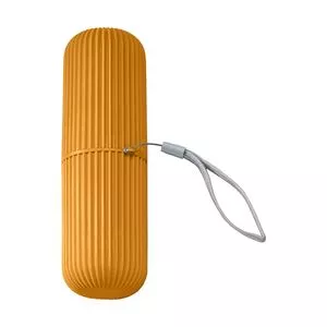 Estojo Para Viagem Multiuso<BR>- Amarelo Escuro & Cinza Claro<BR>- 19xØ5,5cm<BR>- Oikos