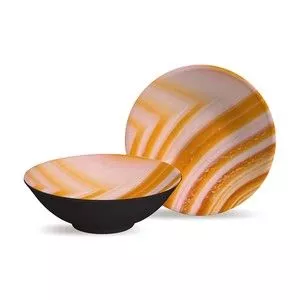 Bowl Ágata De Fogo<br /> - Preto & Laranja<br /> - 4,7xØ15,5cm<br /> - Alleanza Ceramica
