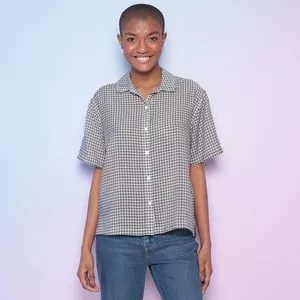 Camisa Com Fendas<BR>- Preta & Off White<BR>- Levi's