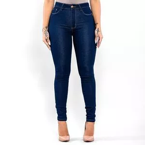 Calça Jeans Skinny Com Recortes<BR>- Azul Marinho<BR>- Lambada